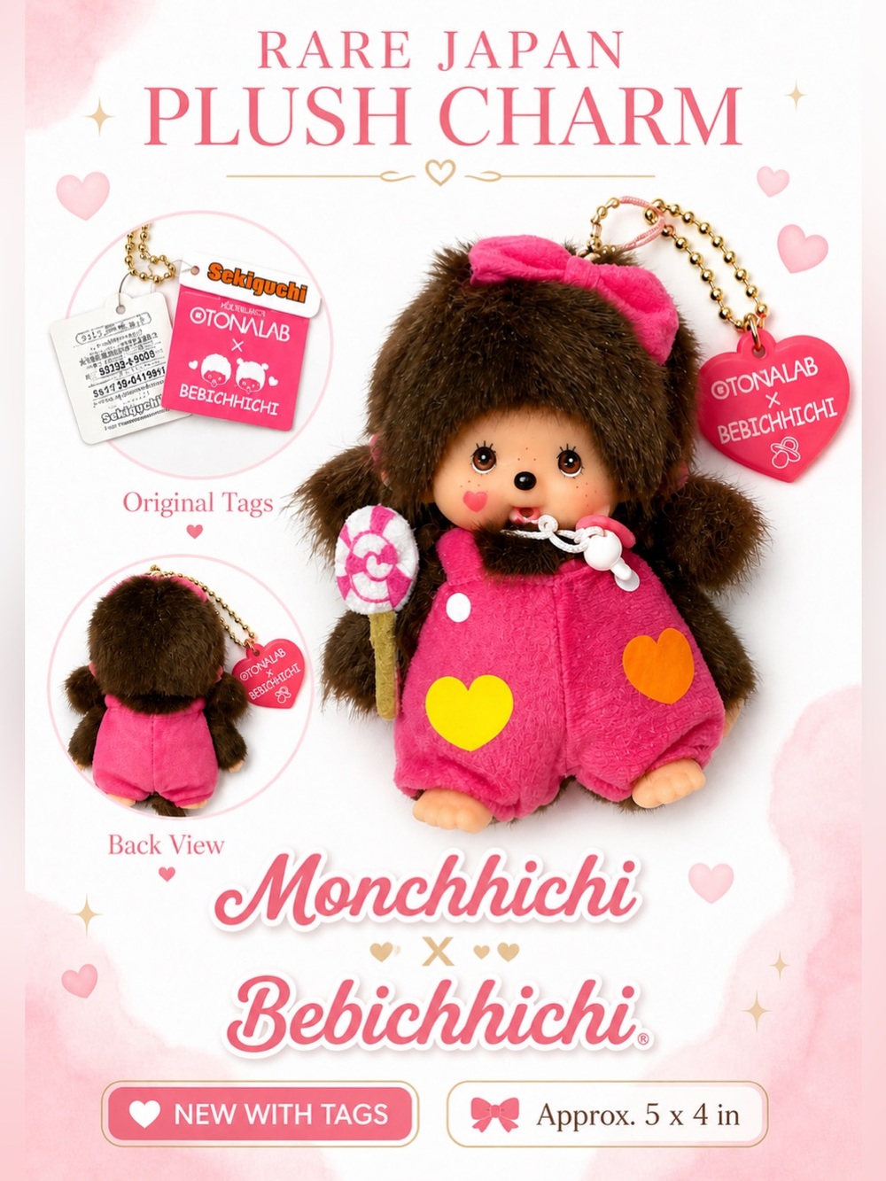 Rare Monchhichi OTONALAB x Bebichhichi Keychain